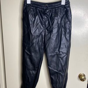 Black faux leather joggers from Macys